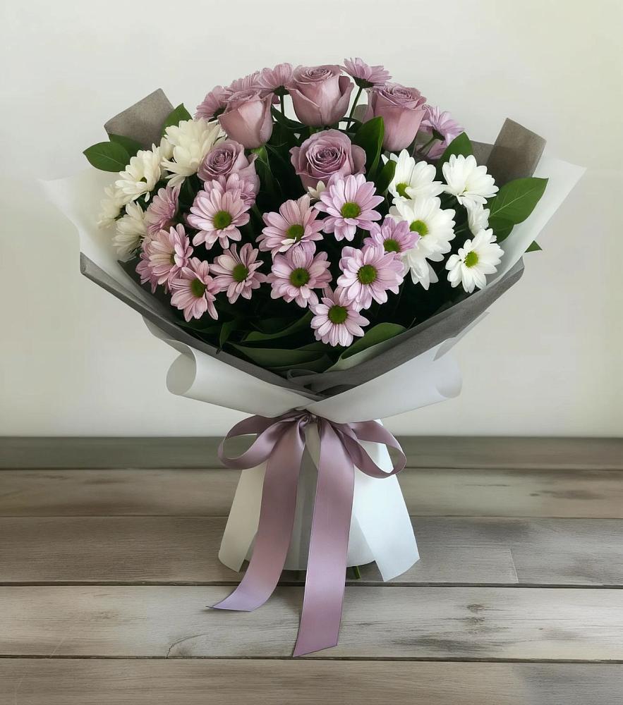 Букет цветов из: Хризантемы и Розы в Еманжелинске