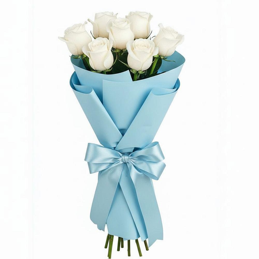 Букет 7 белых роз Проуд в Еманжелинске