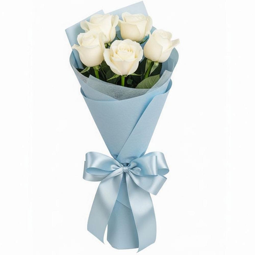 Букет 5 Белых роз Проуд в Еманжелинске