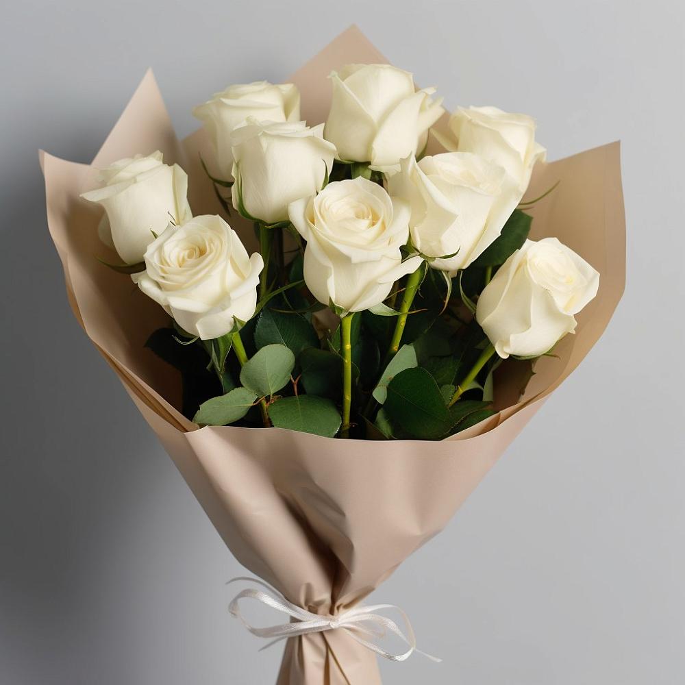 Букет 9 Белых роз Эдлесс Лав в Еманжелинске