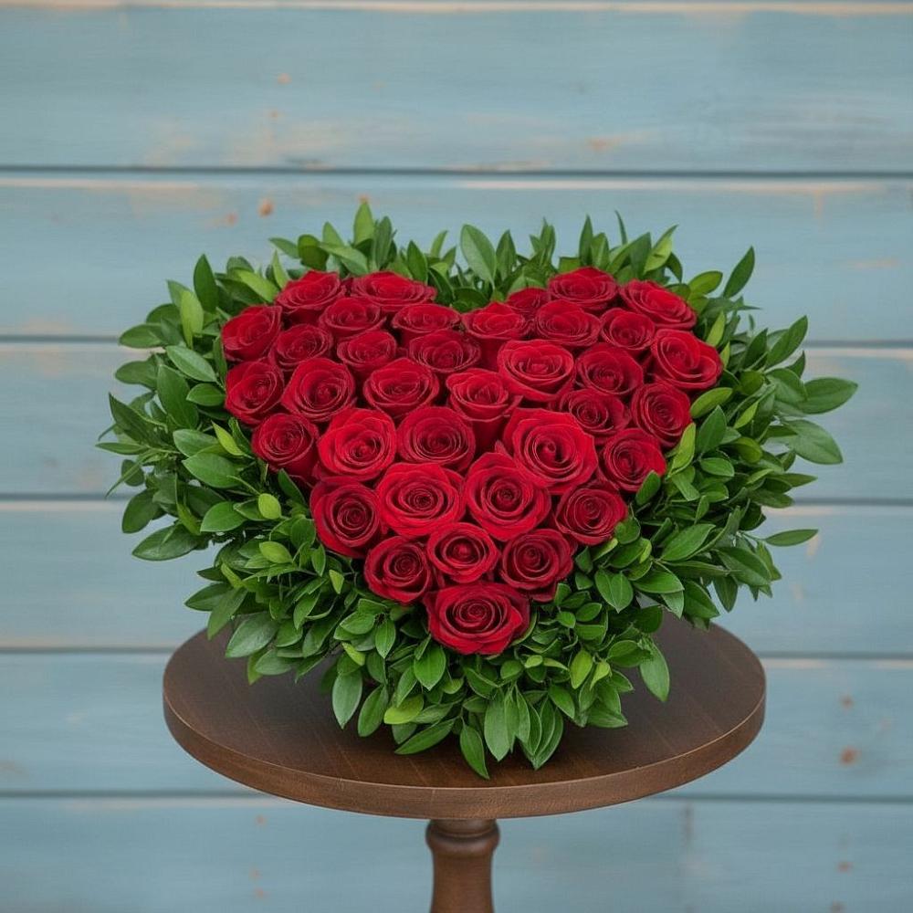 Цветочная композиция из Розы в виде сердца в Еманжелинске