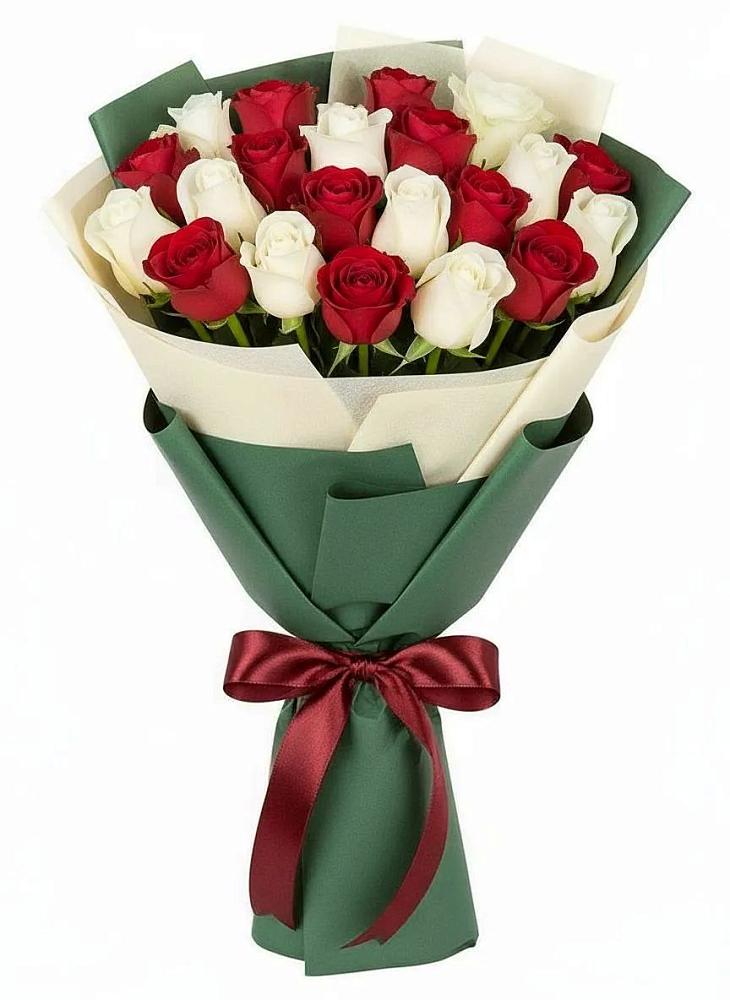 Букет Микс из красных и белых роз в Еманжелинске