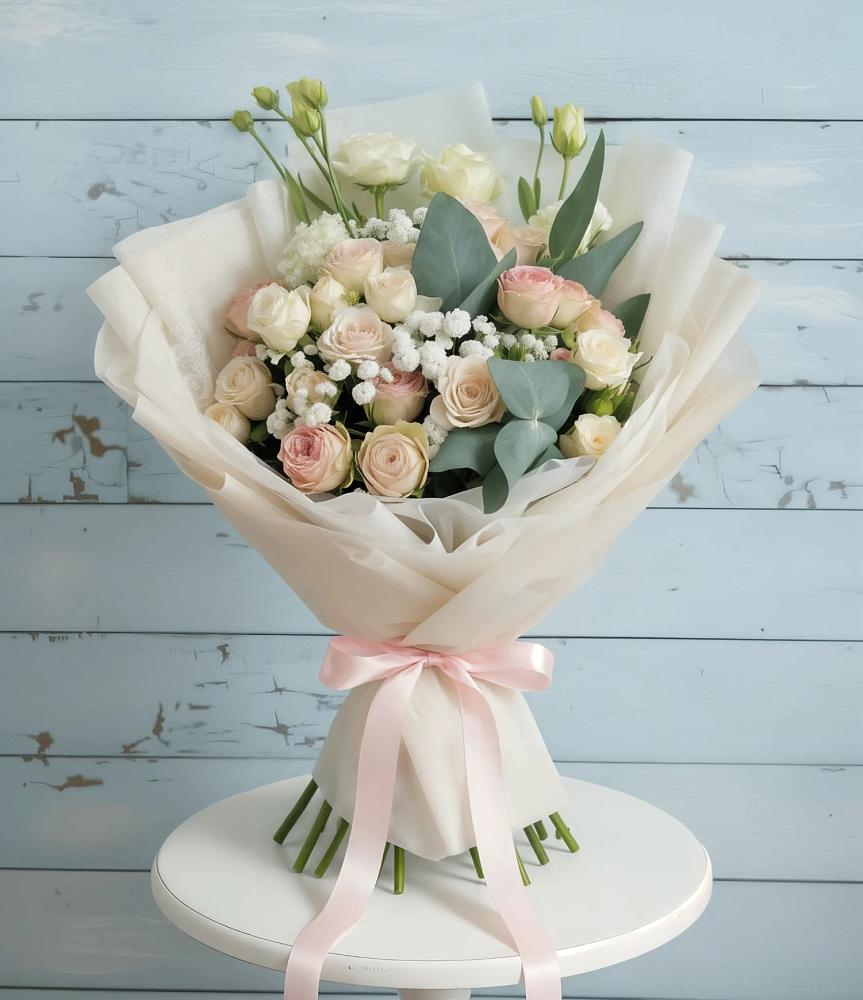 Букет цветов из: Розы и Лизиантусы в Еманжелинске