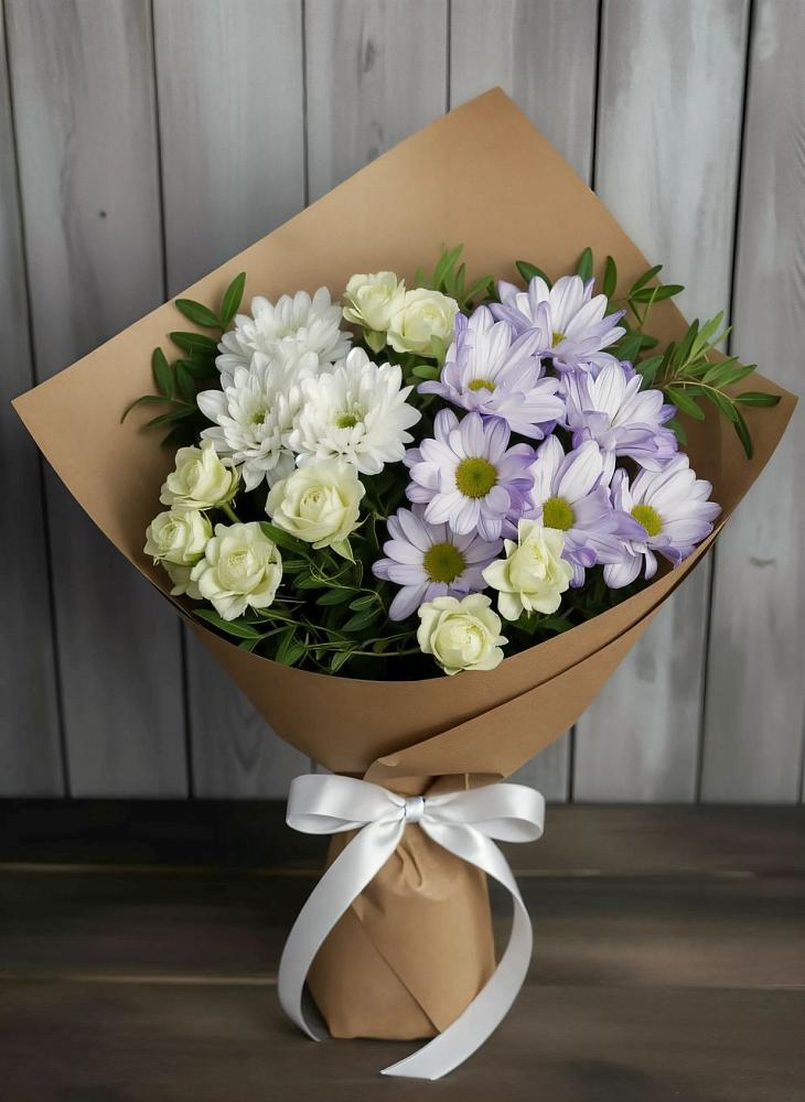 Букет цветов из: Хризантемы и Розы в Еманжелинске